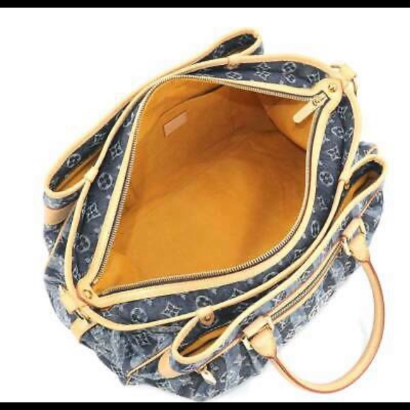 Louis Vuitton♥️Denim Cabas Raye GM Travel Bag 2 Way Duffle - Picture 9 of 15